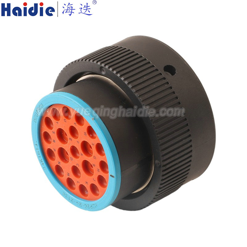 HDP26-24-21SE, 21 Position, Circular Connector Plug Housing Free Hanging (In-Line) Coupling Nut