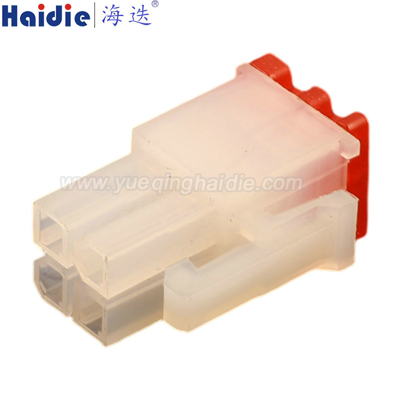 HD043R-1-21DK, 4pin, white, female, unsealed, Automotive Wire Harness Connector Plastic Housing Plug with Matching Terminals