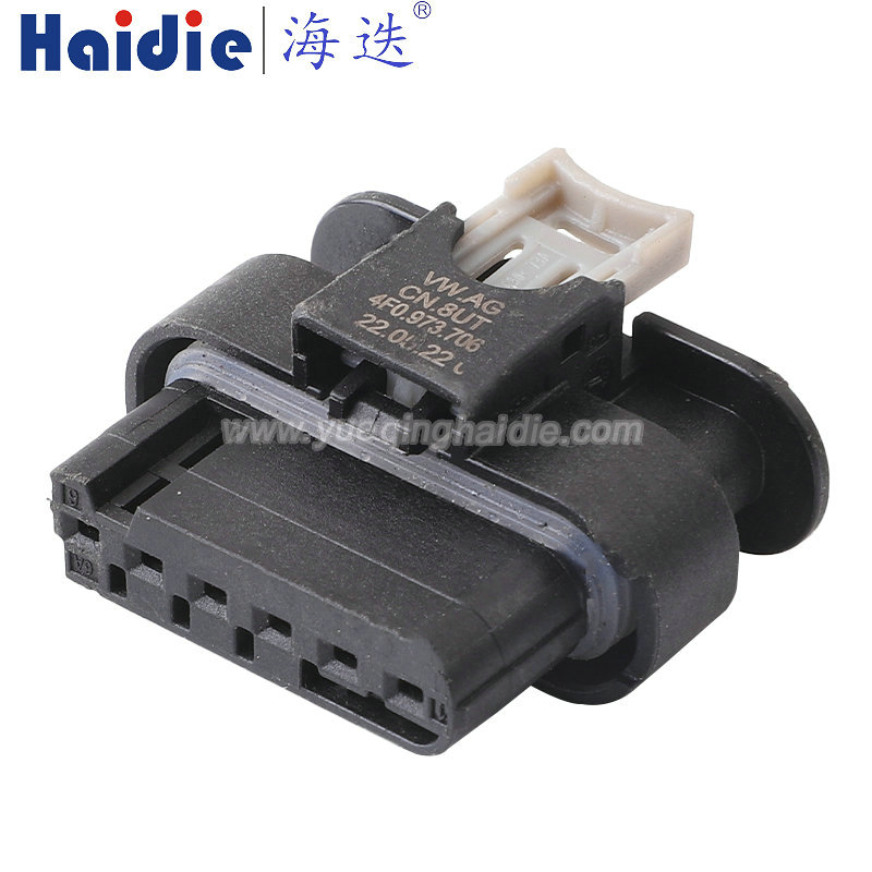 4F0973706 Haidie 6 Pin Copper Female waterproof Automotive Wire Harness Connector Plastic Housing Plug with Matching Terminals