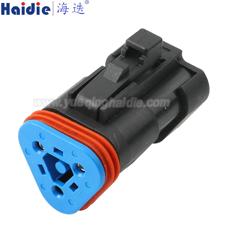 DT06-3S-EP10, 3 pin, Engineering waterproof connector harness plug Grey with flat cover