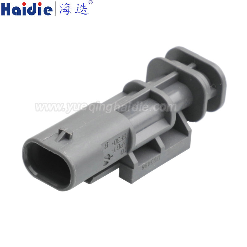2-1703498-1, 2pin, male, waterproof, grey, Rectangular Connectors - Housings Plug Gray 0.157" (4.00mm)